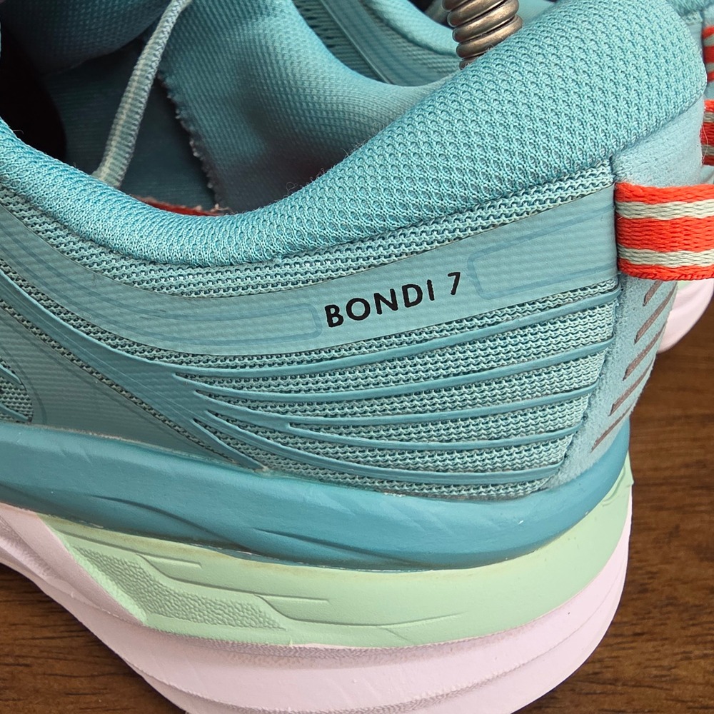 Hoka One One Bondi 7 Running Shoes Womens 8.5 Aquarelle Turquoise Mesh Road - Picture 6 of 13